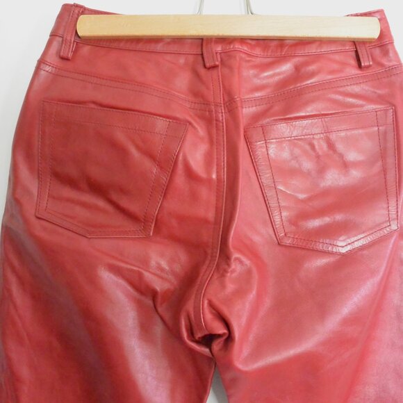 Vintage Gap Red Bootcut Genuine Leather Pants Size 2  Holiday Party Fashion - Picture 7 of 10